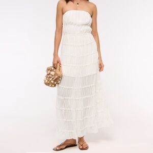 Abercrombie and fitch Strapless Ruffle Maxi Dress